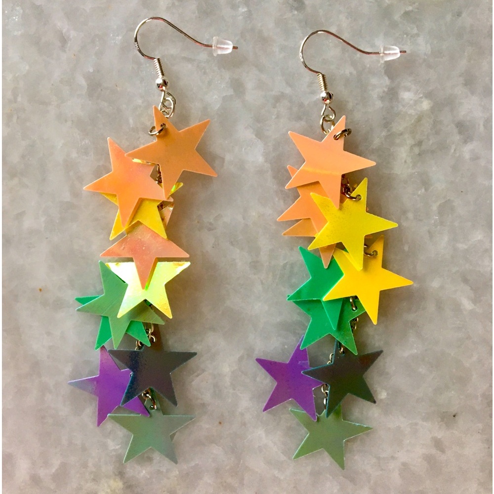 Multicolor Star Dangle Earrings - Picture 14 of 15